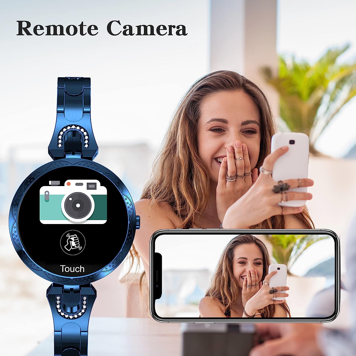 Yihou Women Smart Watch for Android iOS Phone Fitness Tracker Waterproof Activity Tracker Pedometer Step Calories Counter Sleep Tracker Exercise Sport Luxury Fashion Lady Smartwatch Gold Silver Blue - Image 9